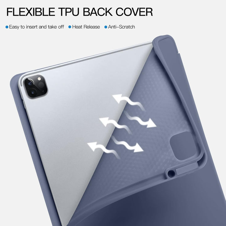 Vobafe Hülle Kompatibel mit iPad Pro 12.9 6./5./4./3.Generation, TPU Flexible Rückseite mit Stifthal