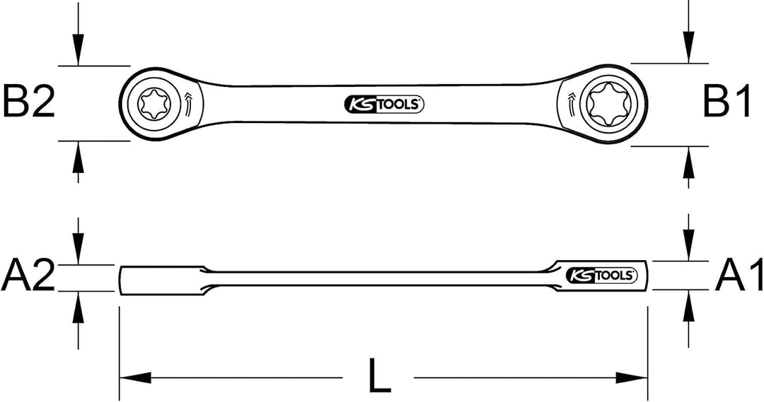 KS Tools 503.4353 GEARplus TX-E-Doppel-Ratschenringschlüssel,E10xE12, E10xE12