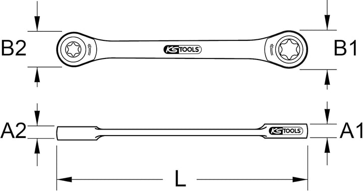 KS Tools 503.4353 GEARplus TX-E-Doppel-Ratschenringschlüssel,E10xE12, E10xE12