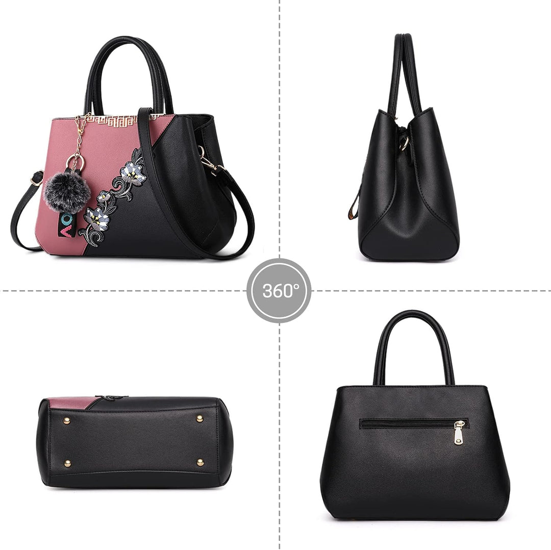 DIRRONA Damen Handtasche Mode Blumenmuster Schulterbeutel Grosse Kapazität Umhängetasche Casual Reis