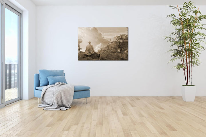 deyoli Buddhistischer Mönch Format: 60x40 Effekt: Sepia als Leinwandbild, Motiv fertig gerahmt auf E
