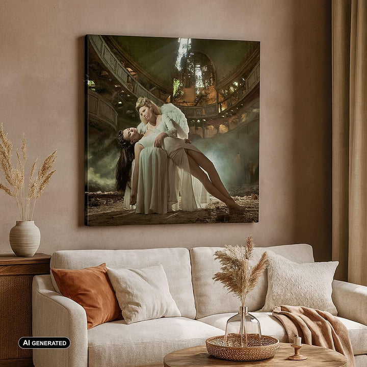 ARTTOR Bilder auf Leinwand Engel Frau Theater Oper Leinwandbild 60x60cm Wandbilder Dekoration Wohnzi