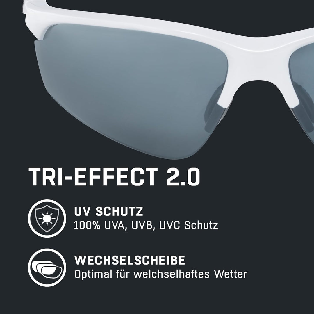 ALPINA TRI-EFFECT 2.0 - Indiv. Anpassbare, Bruchsichere Wechselscheiben Sport- & Fahrradbrille Mit 1