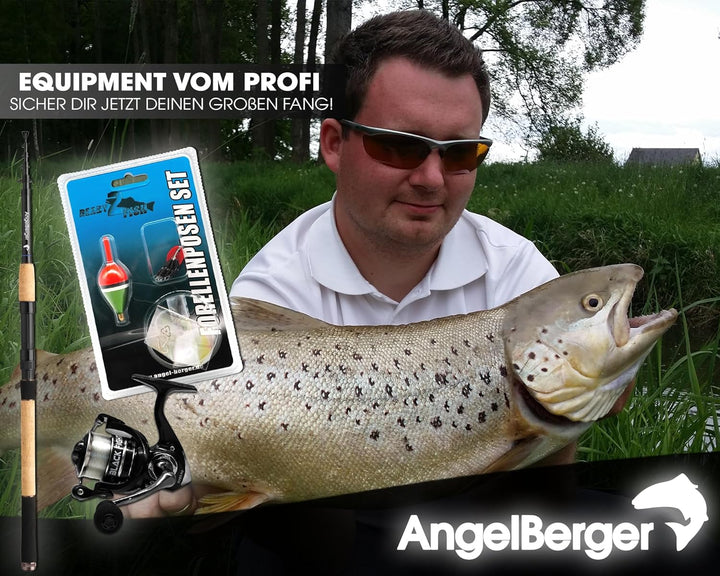 Angel-Berger Tele Angelset Rute Rolle mit Zubehör Angelset Forelle