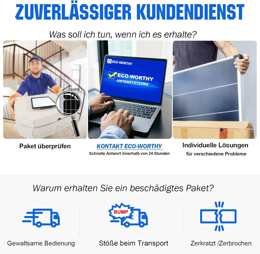ECO-WORTHY 340W 12 Volt Monokristallines Solarmodul, 2 Stücke 170W Solarpanel Ideal zum Aufladen von
