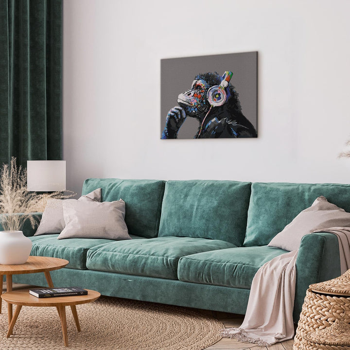 murando - Malen nach Zahlen Affe Banksy 60x40 cm Malset mit Holzrahmen auf Leinwand für Erwachsene K