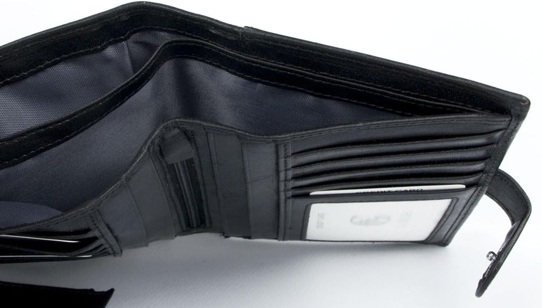 Damen Italienisches Schwarz Leder Portemonnaie Il Giglio mit herausnehmbarem Reisepass Tasche