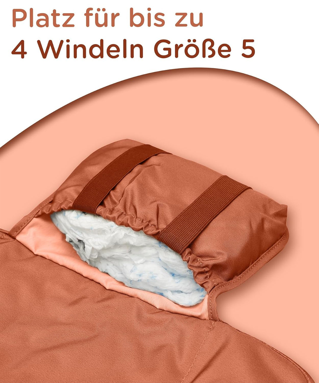 Jubi® Wickelauflage Braun-Rust aus Biobaumwolle und ÖkoTex Polyester - Wickelunterlage für unterwegs