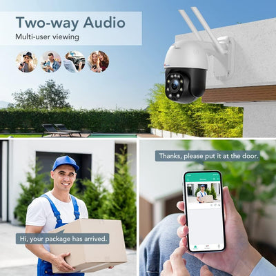 4X Optischer Zoom Überwachungskamera Aussen WLAN, Ctronics PTZ Dome WiFi IP Kamera Outdoor mit Mensc