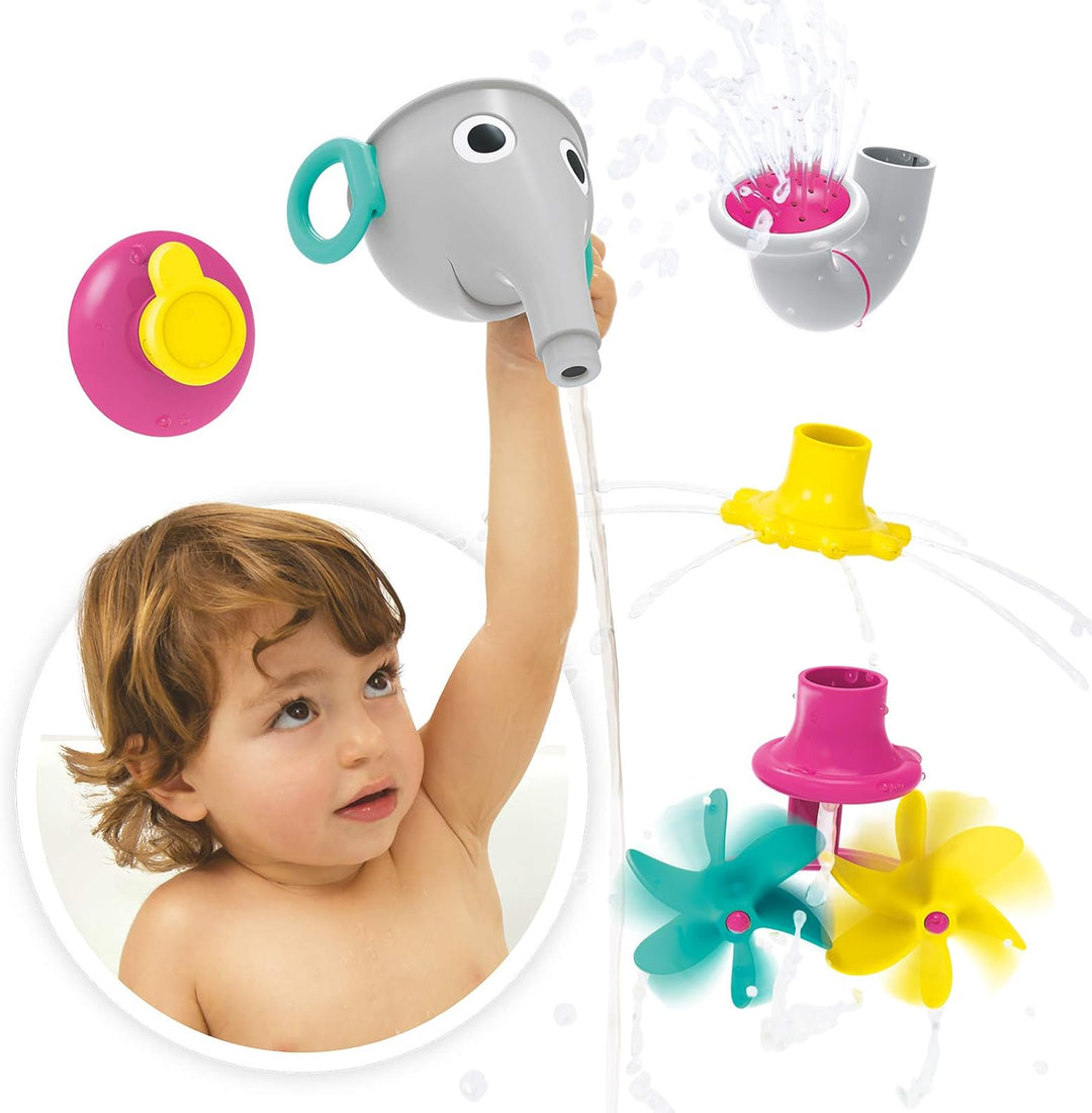 Yookidoo FunEleFun Fill ’N’ Sprinkle Badespielzeug – Elefantenrüssel-Trichter mit 3 austauschbaren A