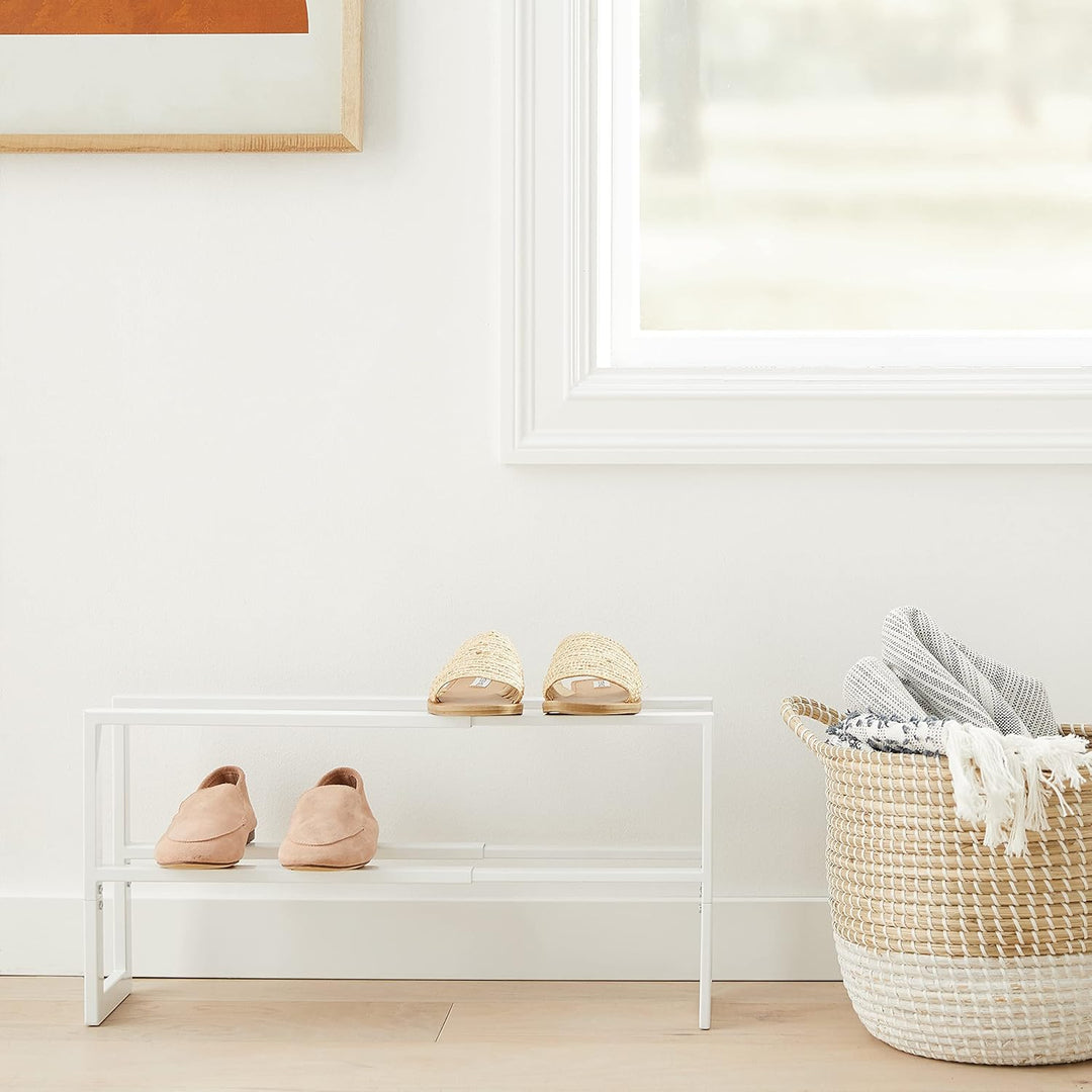 Extendable shoe rack 2 tier - Line - white Weiss Single, Weiss Single