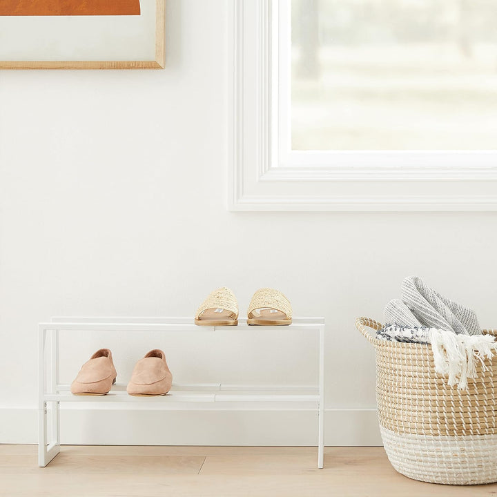 Extendable shoe rack 2 tier - Line - white Weiss Single, Weiss Single