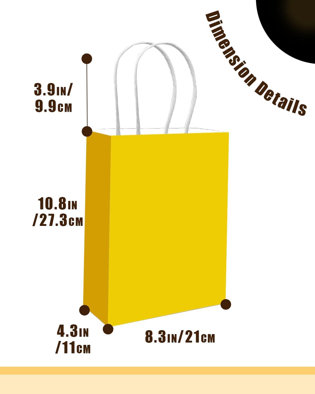 Gcardist 50 Stück Leuchtendes Gelb Mittlere-Geschenktüten aus Papier mit Henkeln–10.6"×8.3"×4.3"-Tüt