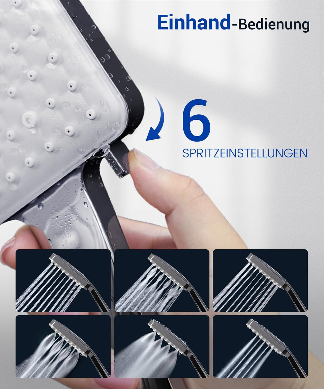 Duschkopf Wassersparend mit Schlauch,Newentor Duschkopf Regendusche mit 6 Strahlarten,Duschbrause Ho