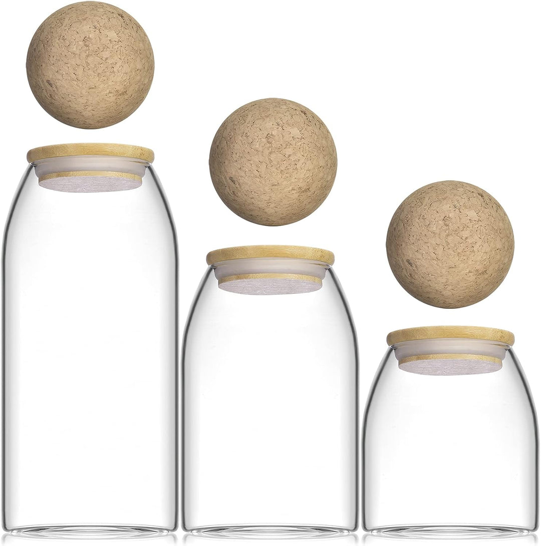Kuahome Glas Vorratsglas 3-Set mit Deckel, luftdicht Borosilikatglas Vorratsbehälter. Aufbewahrung G