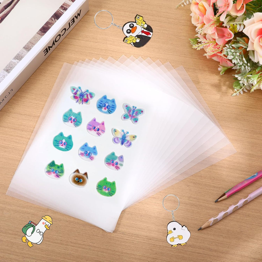 DONQTWAY 221 Stück Schrumpffolie Set, 20 Schrumpfpapier A4 Transparent, Schrumpffolie Bedruckbar, Sh