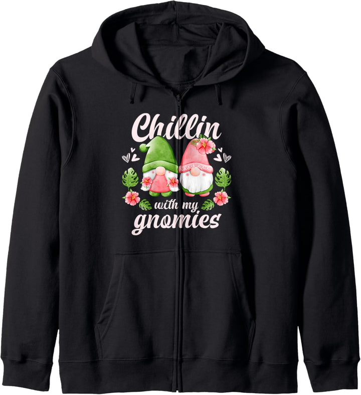 Wichtel Paar mit Blumen, Gartenzwerge Kapuzenjacke