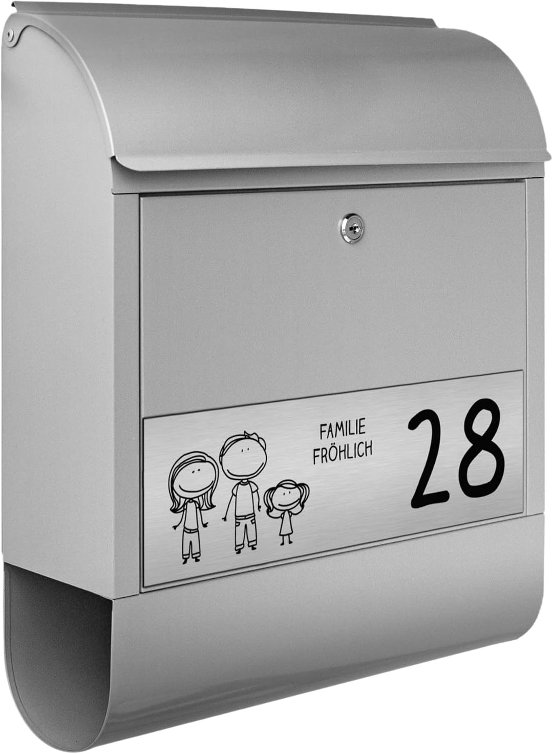 banjado® Briefkasten personalisiert mit graviertem Namensschild in Silber/Briefkasten silberfarben 3