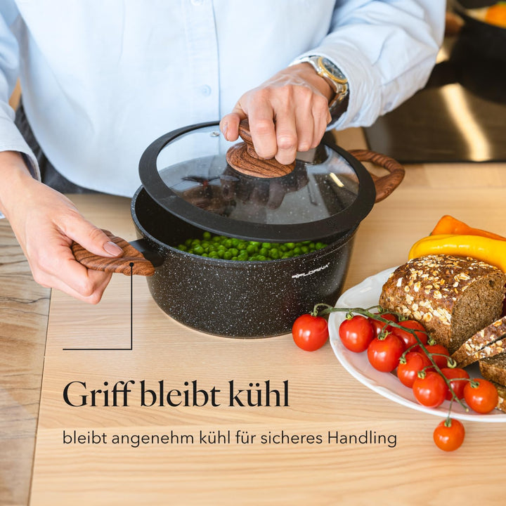 FLORINA Aluminiumtopf MASTER BLACK 24 cm 4L | Antihaftbeschichtung | Für alle Herdarten inkl. Indukt