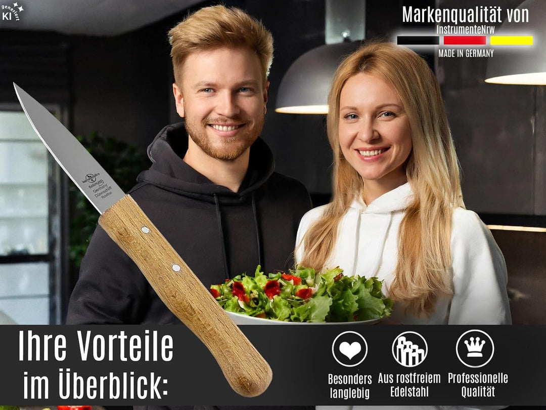Schälmesser Solingen Vogelschnabel 2er Set mit Nicht Rostfreier gebogener Klinge Küchenmesser Extra