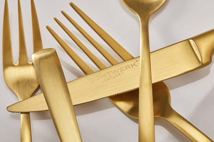 Echtwerk Tafelbesteck "Avelino" 30 teilig, Edelstahl 18/10, Gold mattiert, cm, 24, 5 x 4, 8 cm, 30 E