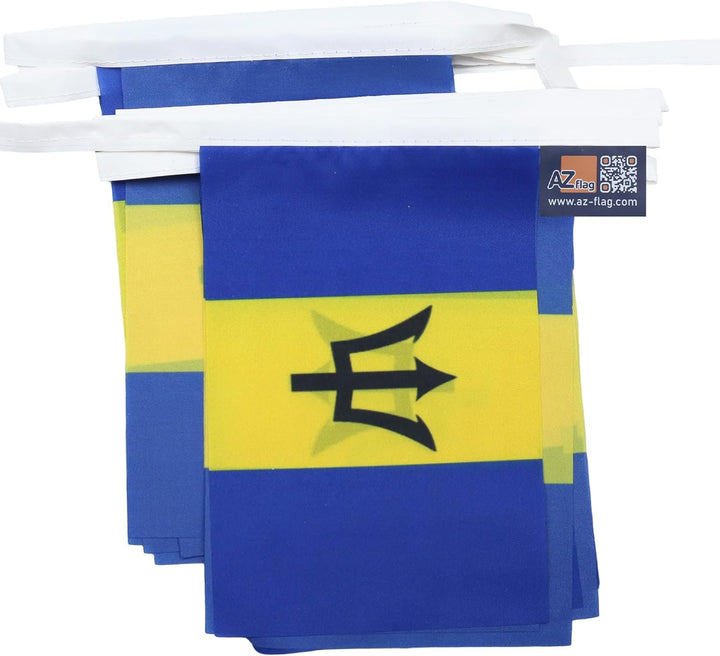 AZ FLAG FAHNENKETTE Barbados 12 Meter mit 20 flaggen 45x30cm- Barbados Girlande Flaggenkette 30 x 45