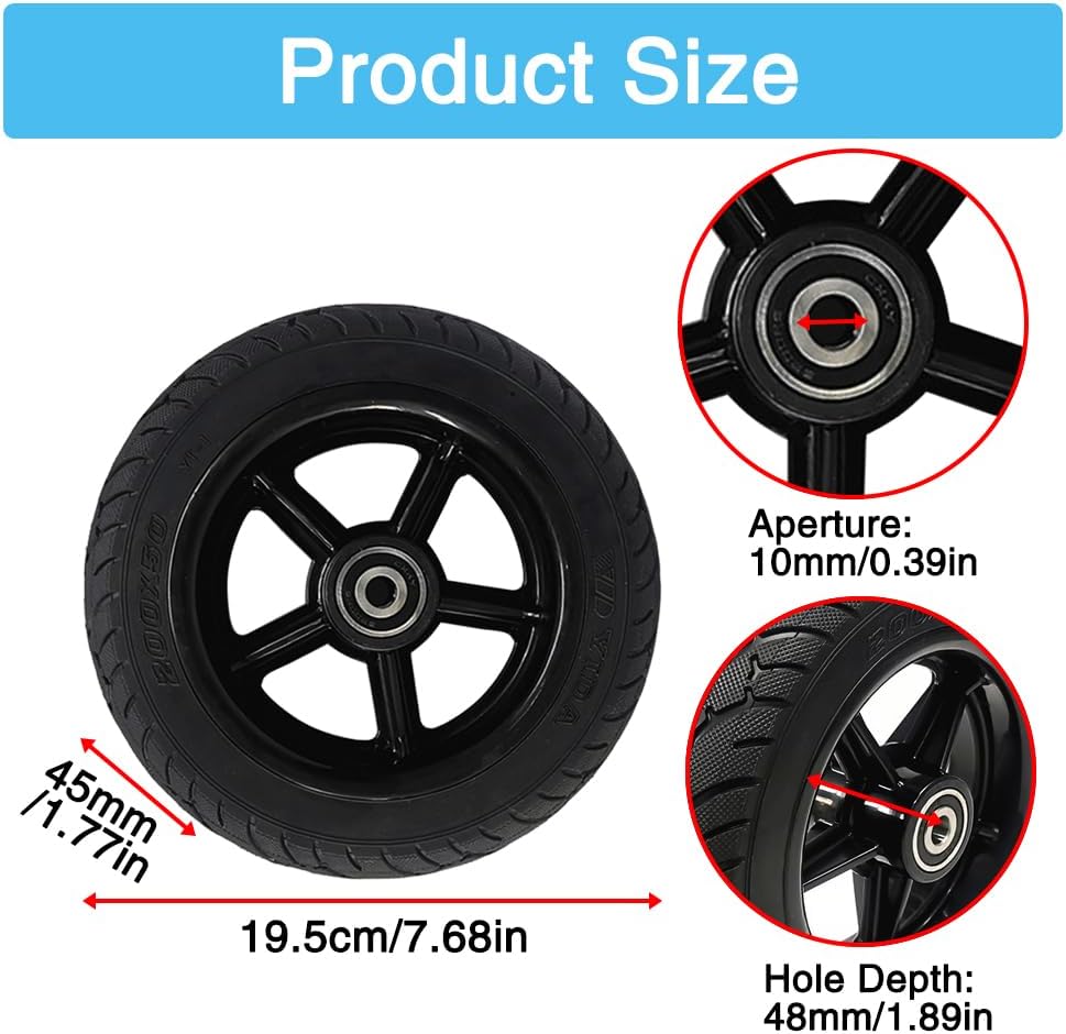 Golgner 8 Zoll E Scooter Reifen, Elektroroller Vollgummireifen 200x50, Nicht Pneumatischer Reifen, S