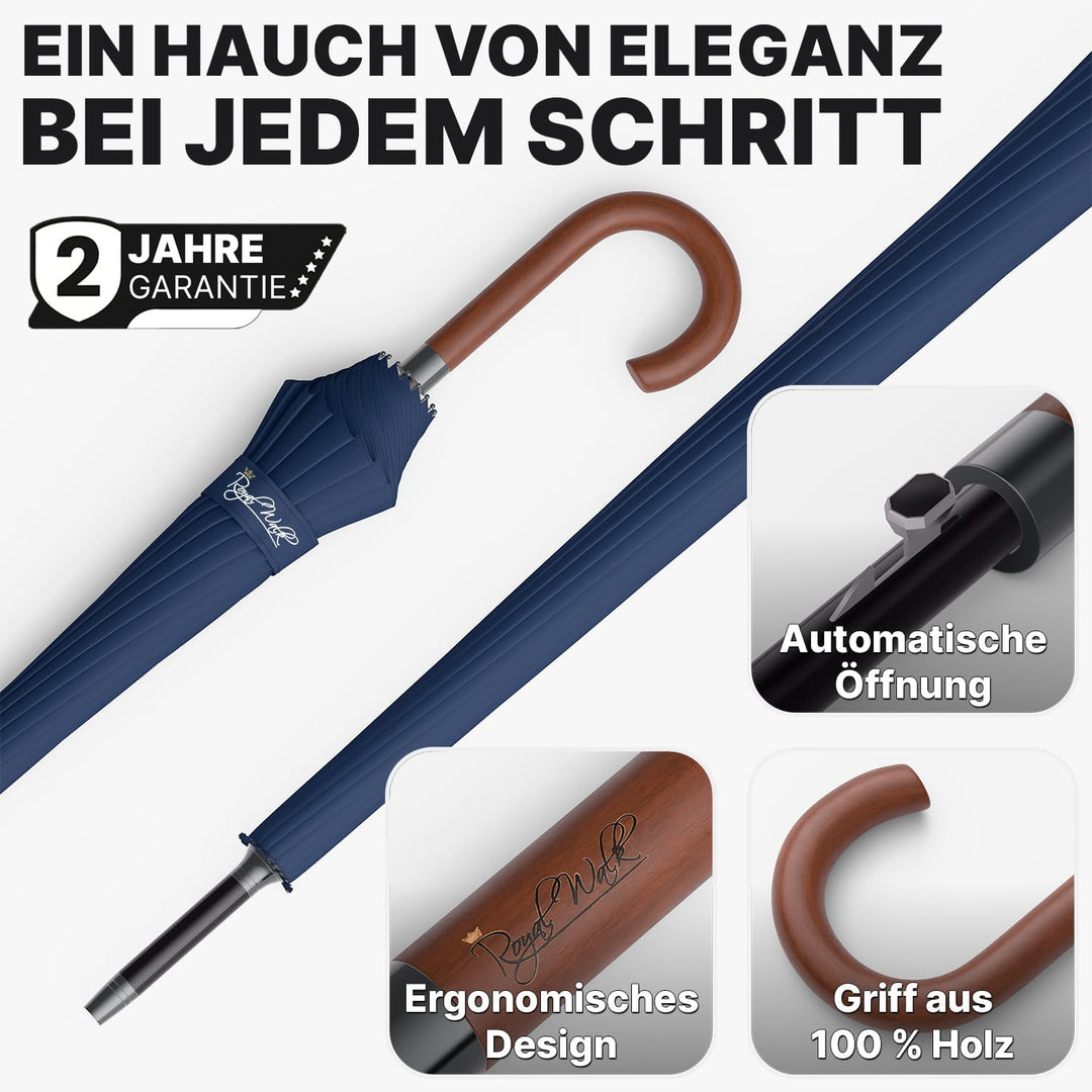 Royal Walk Gross XXL 54 inch Automatik Reise Golf Regenschirm für Damen und Herren Sturmfest Windsic