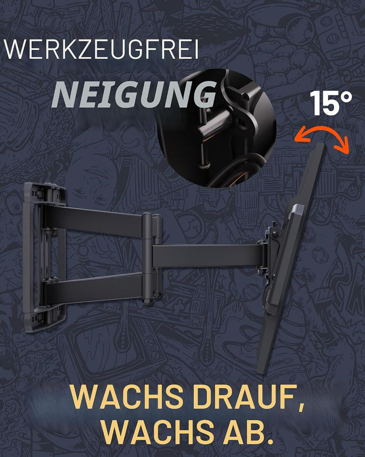 ECHOGEAR Full Motion Articulating TV Wall Mount Bracket for 42"-86" TVs - Easy to Install On 16", 18