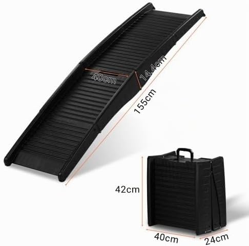 LEADZM Hundetreppe klappbar bis 50 kg, Einstiegshilfe für Kofferraum Hunderampe - 150x40 cm, Vierfac