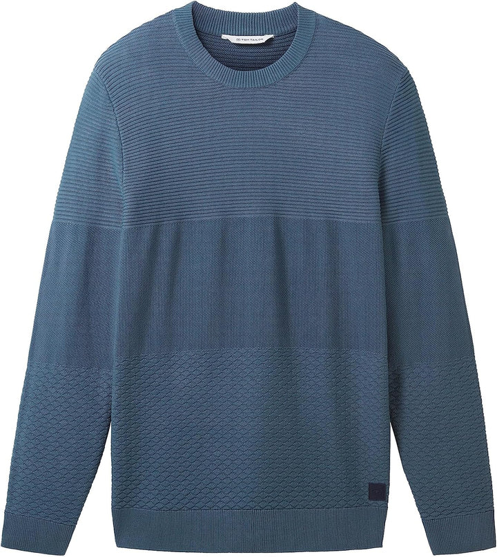 TOM TAILOR Herren Crewneck Strickpullover aus Baumwolle M 32506 - Dusty Dark Teal, M 32506 - Dusty D