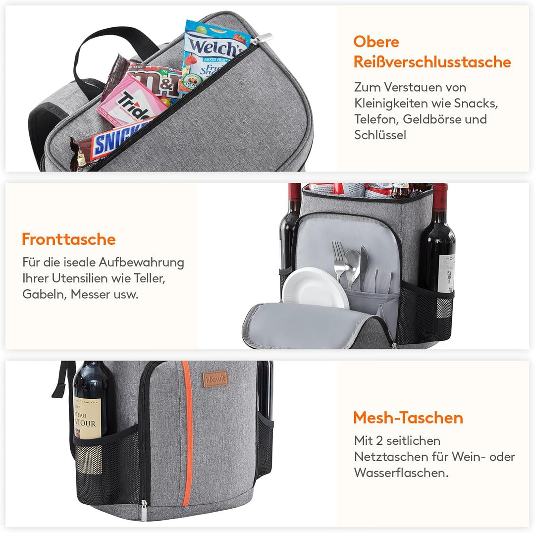 Lifewit 22L Kühlrucksack Auslaufsichere Kühltasche Rucksack wasserdichte Picknickrucksack Isolierte