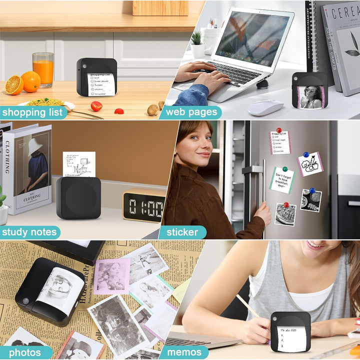 GuKKK Mini Drucker, Mobiler Fotodrucker, Tragbarer Mini Fotodrucker, Wireless Fotodrucker Thermodruc