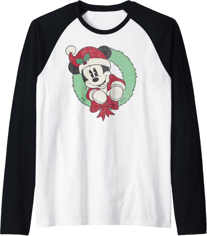 Disney Mickey And Friends Weihnachten Mickey Mouse Wreath Raglan