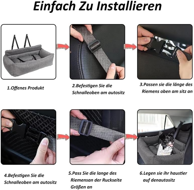 CALIYO Hundeautositz mit Fester Basis & Sicherheitsgurt, Hundesitz Auto für Alle Hunde, Memory Foam-