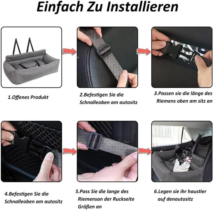 CALIYO Hundeautositz mit Fester Basis & Sicherheitsgurt, Hundesitz Auto für Alle Hunde, Memory Foam-