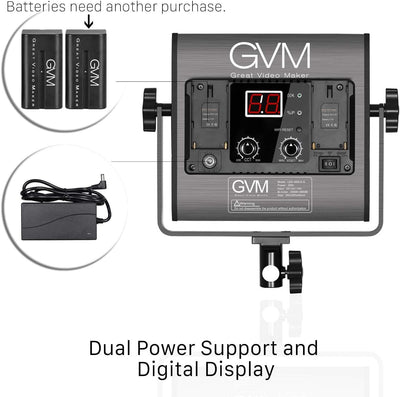 GVM LED Videoleuchte mit Stativ, APP-Steuerung 480 LED Studiolicht 13000Lux/0,5m 2300K-6800K Studio