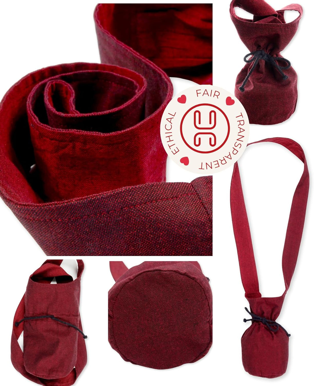 Umhänge -Tasche Klein - Baumwolle/Leinenlook Mittelalter Kleidung Rot, Rot