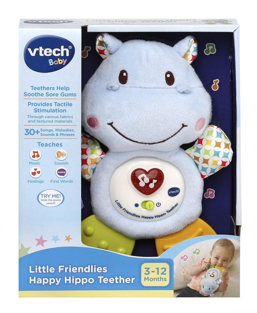 Vtech 1.276.357,6 cm Little Friendlies Happy Hippo Beissring Spielzeug blau, blau