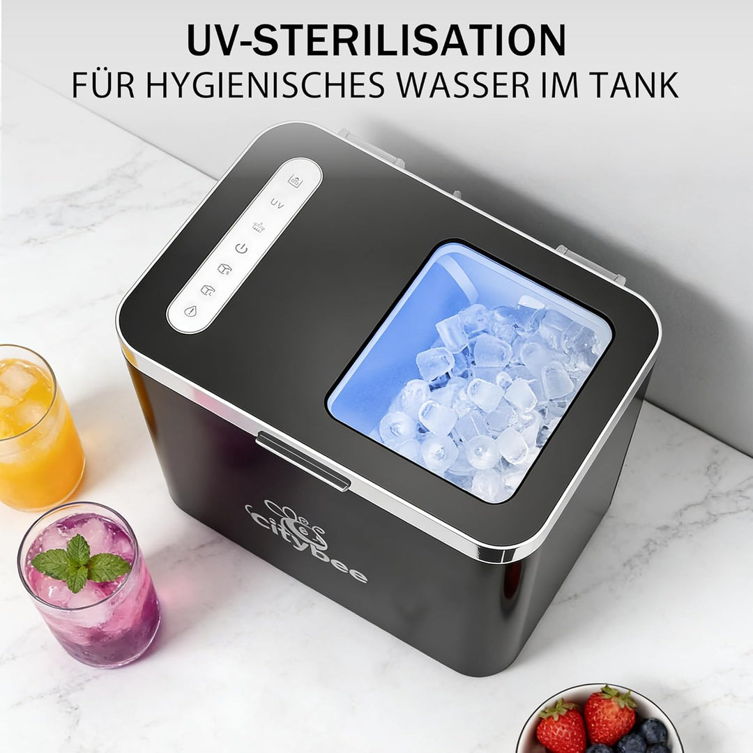Citybee Eiswürfelmaschine Klein Ice Maker - Eiswürfel maschine Mini mit 2 Eiswürfelgrössen - Leise T