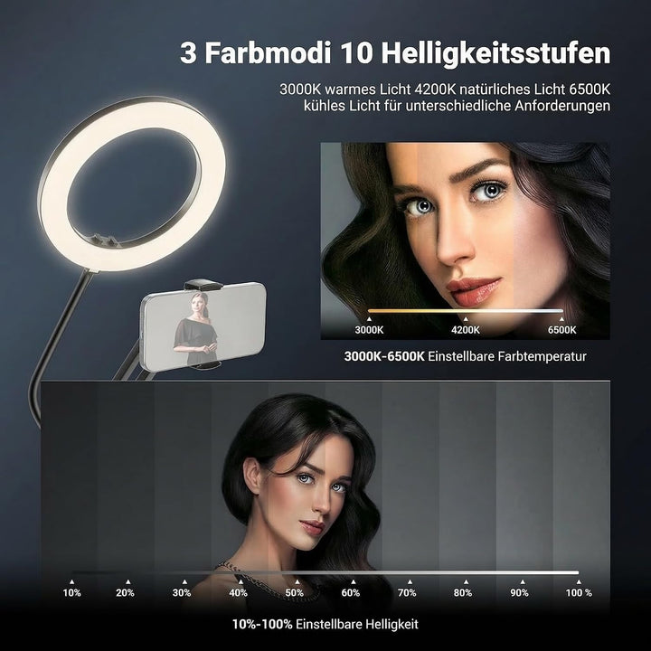 NEEWER Entry Level Version N41 8" Overhead Tisch Ringlicht mit Klemmständer/Fernbedienung/Handyhalte