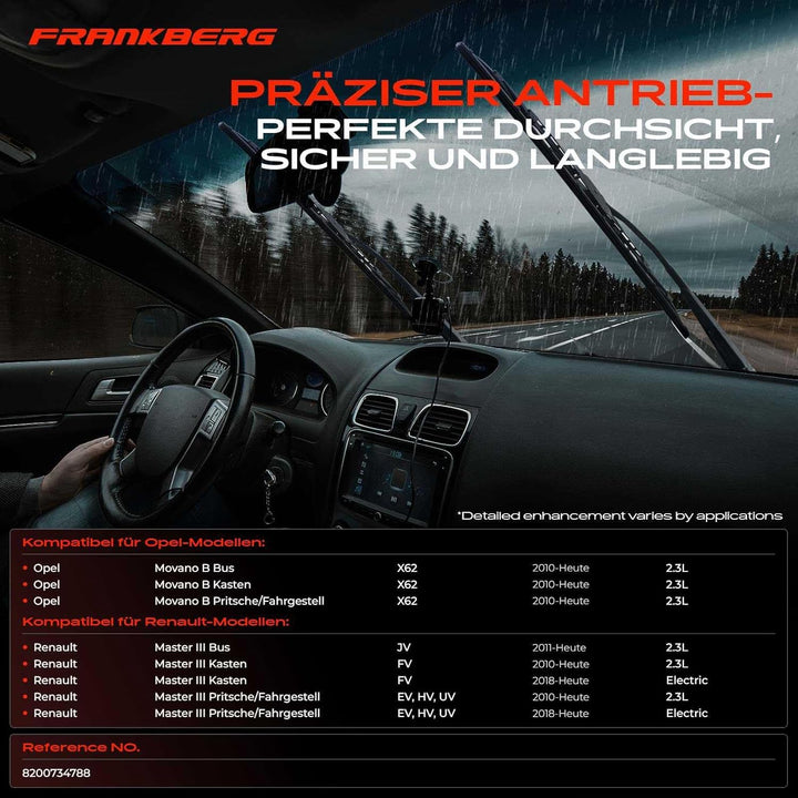 Frankberg 1x Wischermotor Scheibenwischermotor Vorne Links oder Rechts Kompatibel mit Movano B Maste