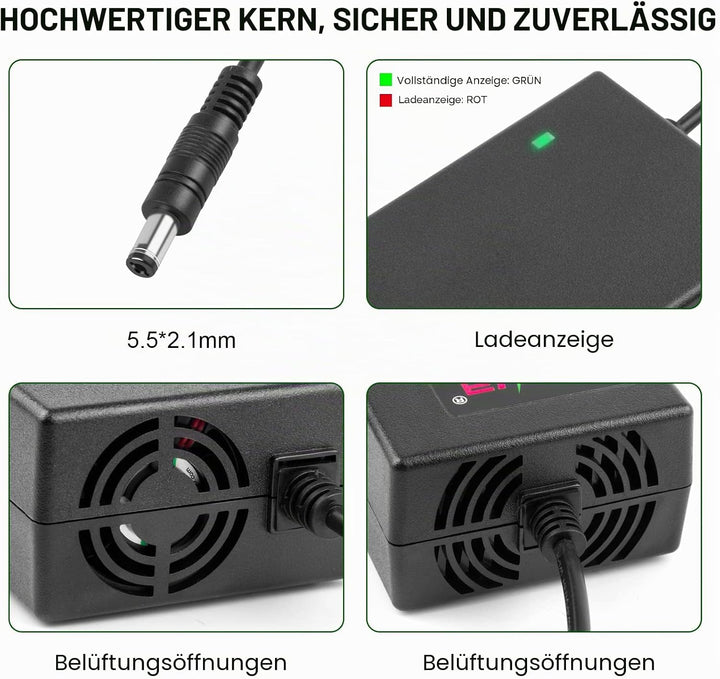Labtec 54,6V 48V 2A Ladegerät Ladekabel für 48V 2A 13S Li-on Akkus E-Bike Elektrofahrrad Pedelec Hov