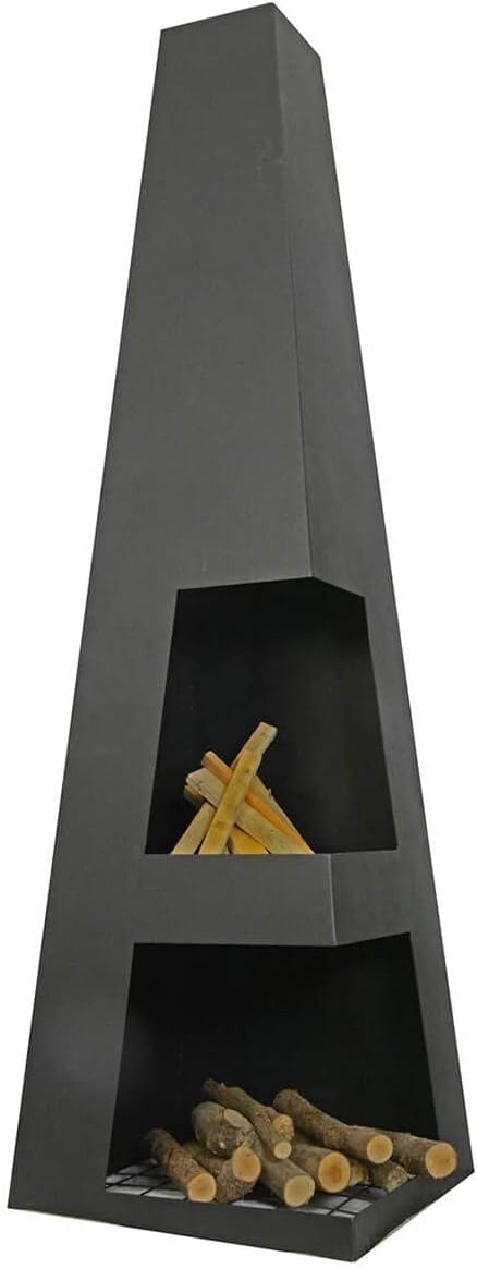 Ben&Camilla Gartenkamin Sanga in Schwarzem Stahl 122 x 37 x 37 cm | extra robust | Feuerschale Feuer