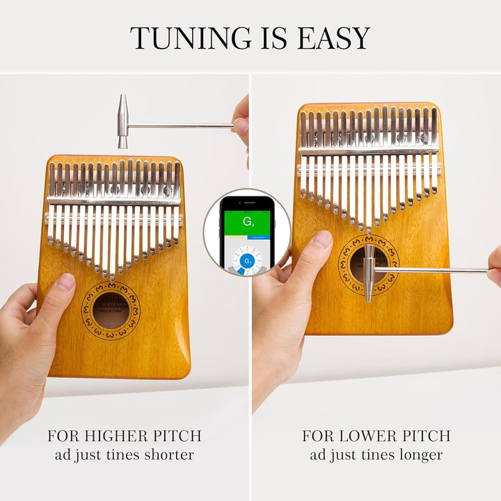 Kalimba Daumenklavier 17 Tasten, Fingerpiano Mbira Tragbare Musikinstrumente für Erwachsene Anfänger