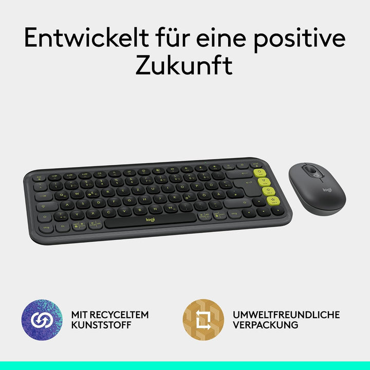Logitech POP ICON Combo, Bluetooth-Tastatur-Maus-Set, Komfortables Tippen, programmierbare Tasten, l