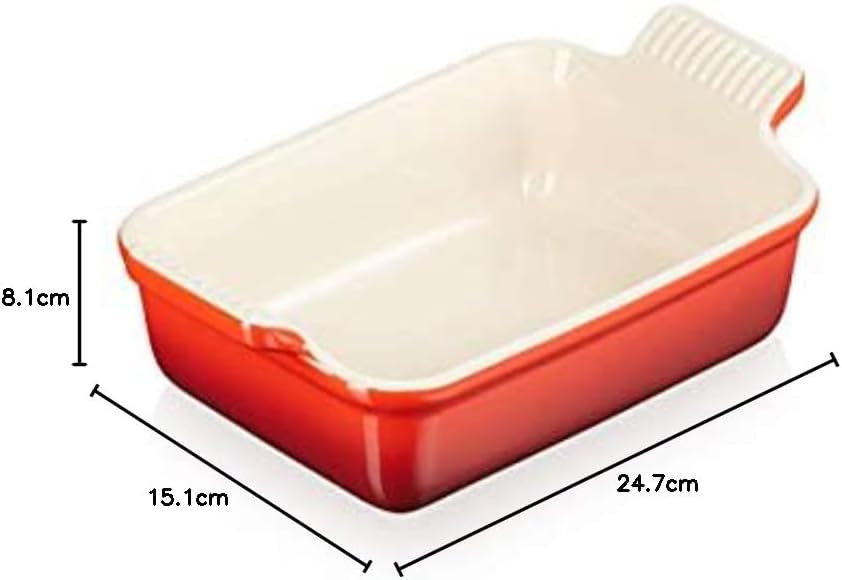 Le Creuset Rechteckige Auflaufform Tradition aus Steinzeug, 19 cm, 1.1 Liter, Kirschrot, 71102190600