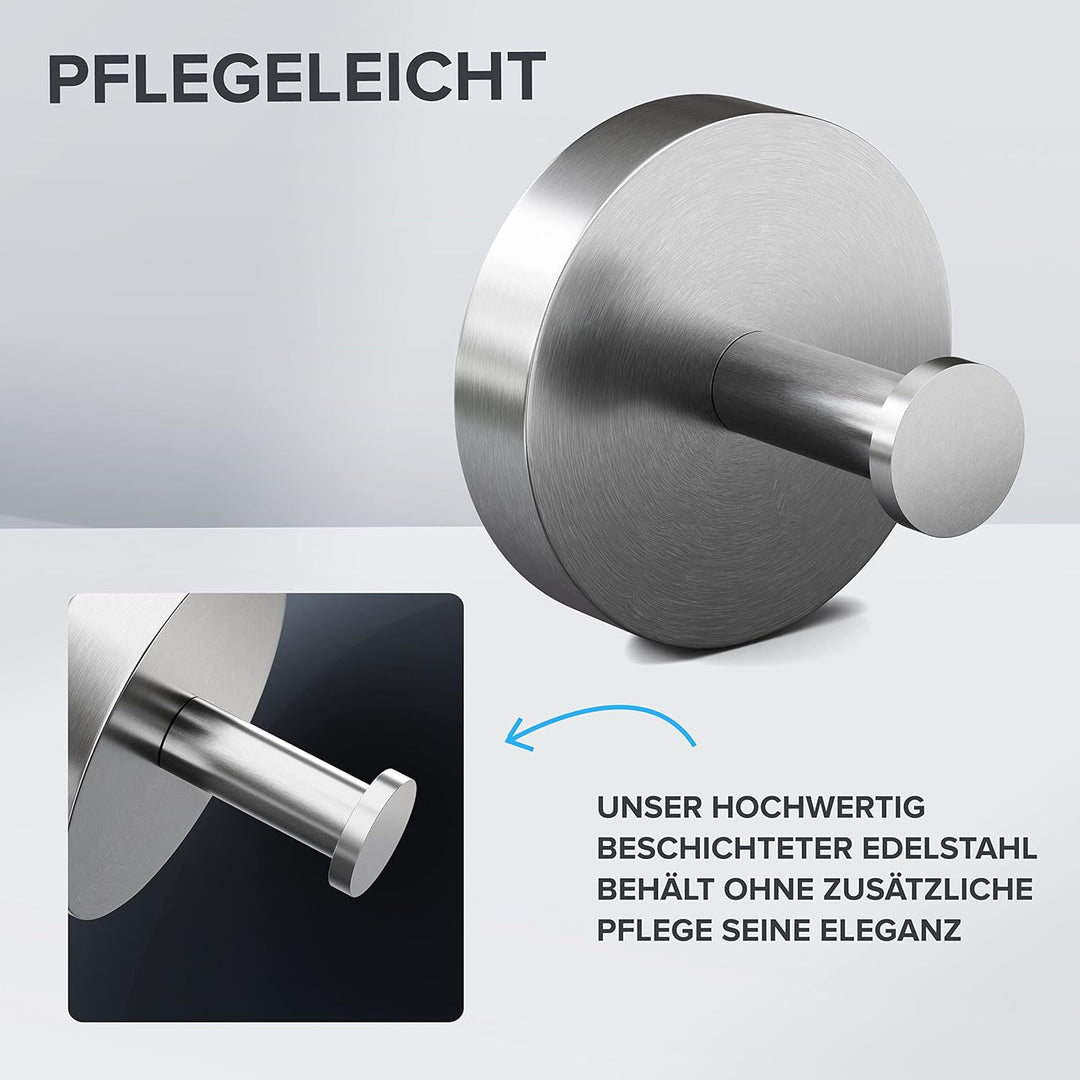 ovimar Handtuchhaken 2er Set Hirstholm zum Bohren aus Edelstahl Silber| als Handtuchhalter | kann au