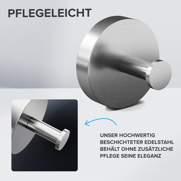 ovimar Handtuchhaken 2er Set Hirstholm zum Bohren aus Edelstahl Silber| als Handtuchhalter | kann au