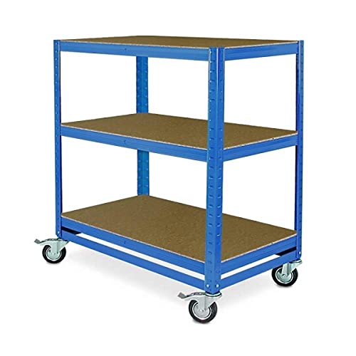 BRB Kommissionierwagen/Etagenwagen mit 3 Ebenen, BxTxH 900x500x1030 mm, Tragkraft 200 kg (blau), Bla